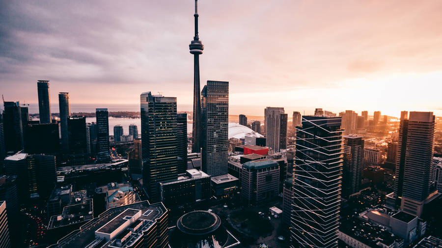 Download Magnificent Toronto Skyline at Dusk | Wallpapers.com