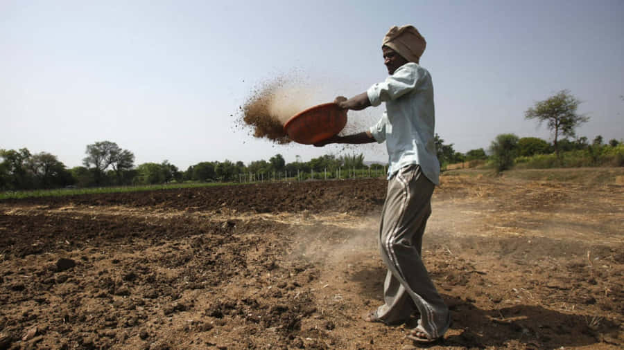 Traditional Farmer Sifting Soil Wallpaper