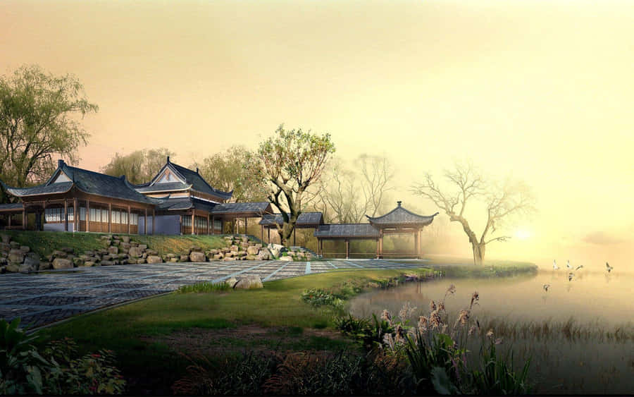 Traditional Japanese Art On Desktop Background Wallpaper