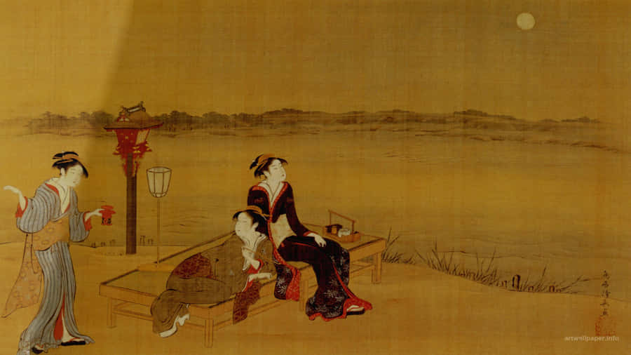 Traditional Japanese Fish-bone Art Wallpaper