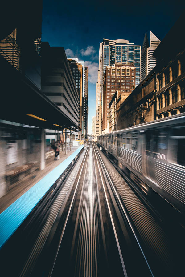 Train Station Chicago Skyline Time-lapse Wallpaper