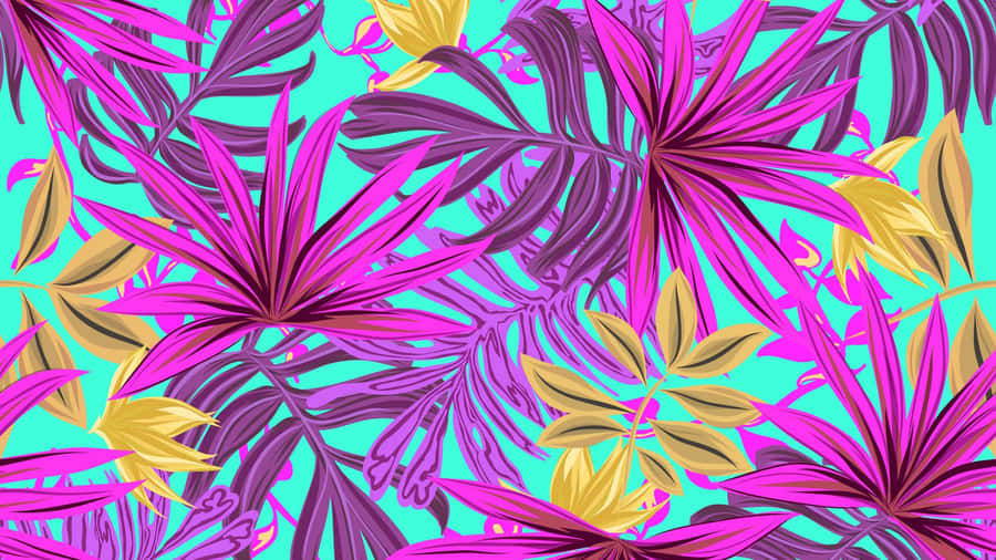 Tropical Aesthetic Pink Leaves Wallpaper