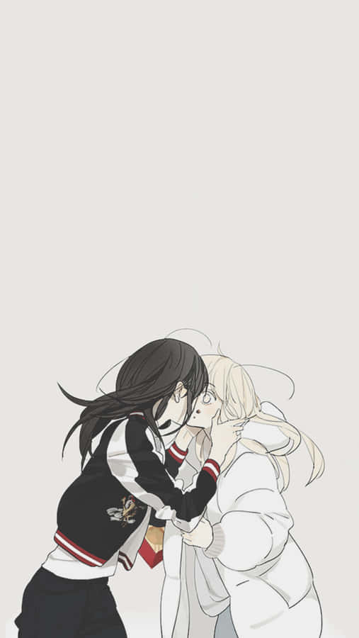 Two Anime Characters Enjoying A Romantic Moment Wallpaper