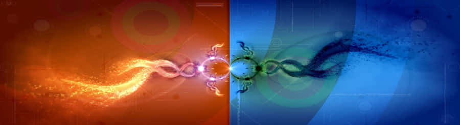 Two Images Of A Blue And Orange Background Wallpaper
