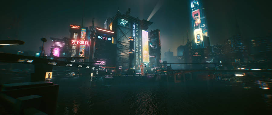 Download free Ultrawide Cyberpunk Night City Wallpaper - MrWallpaper.com