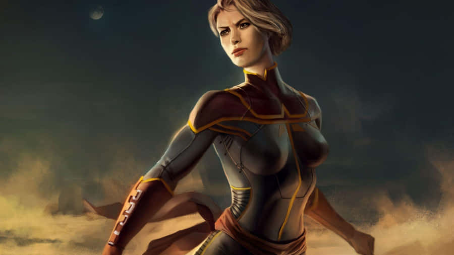 Unleashing Captain Marvel's Superpowers Wallpaper