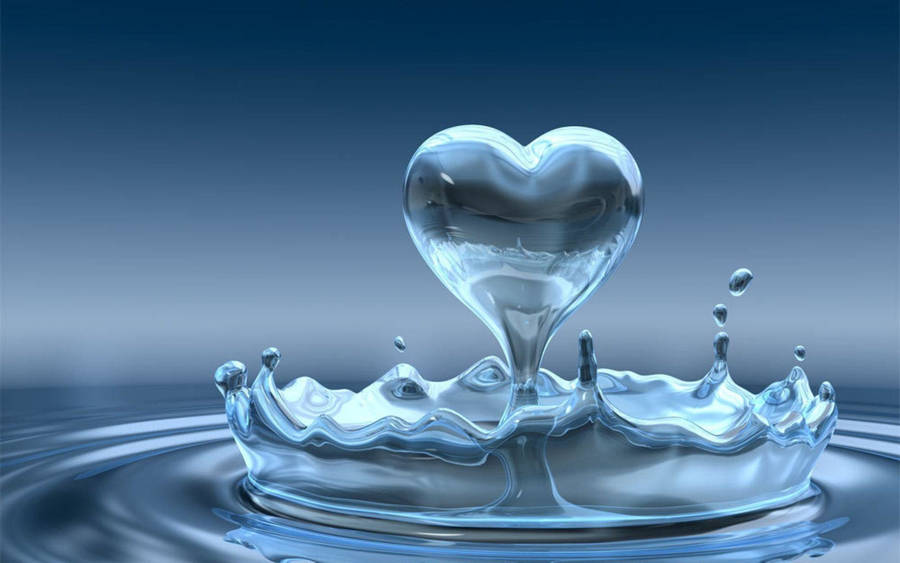 Vibrant 3d Waters In Heart Shape Wallpaper