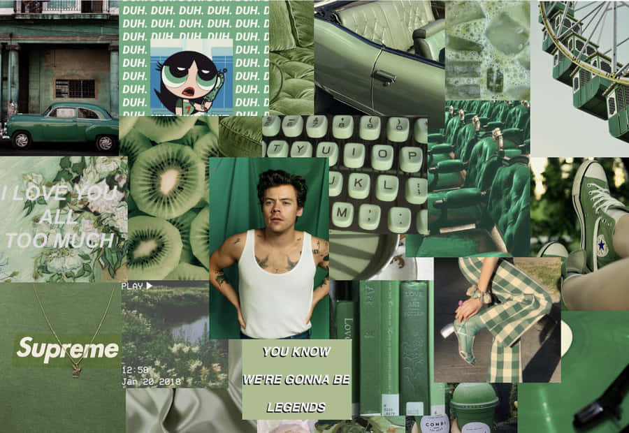 Vibrant Green Collage - Mother Nature's Palette Wallpaper