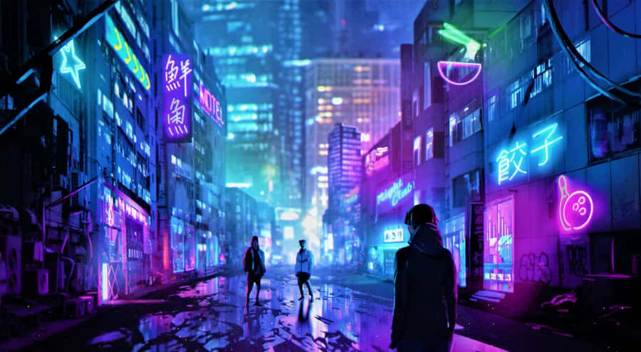 Vibrant Neon Pink And Blue Creates An Unforgettable Neon Experience. Wallpaper