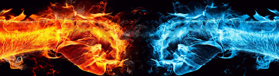 Vibrant Red And Blue Fire Wallpaper