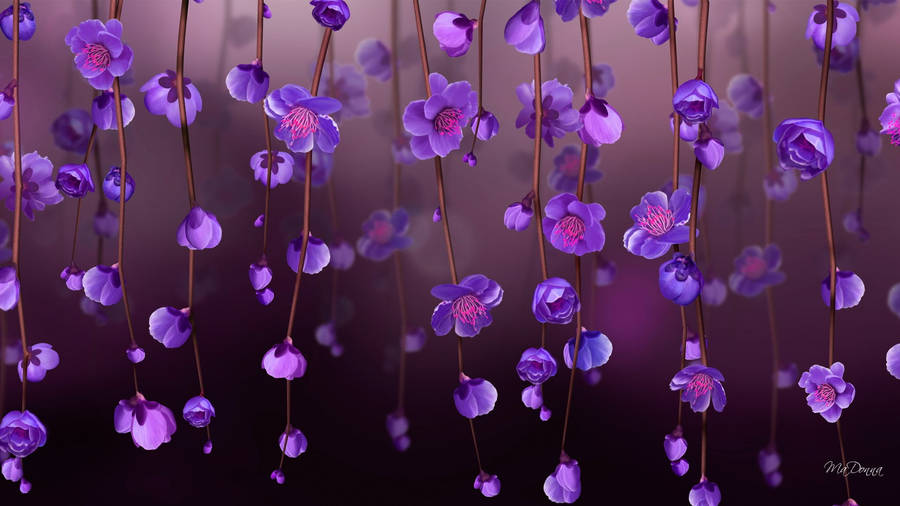 Vines With Purple Flower Pc Wallpaper