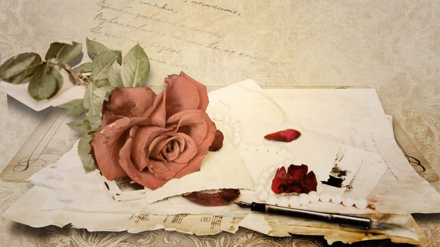 Vintage Desktop Rose Gold Flower Wallpaper