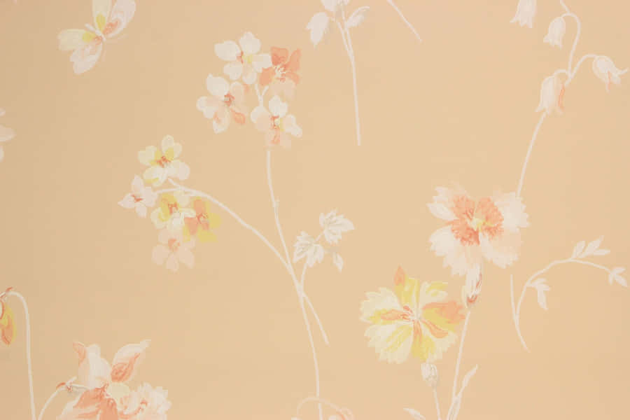 Vintage Peach Flowers Background Wallpaper