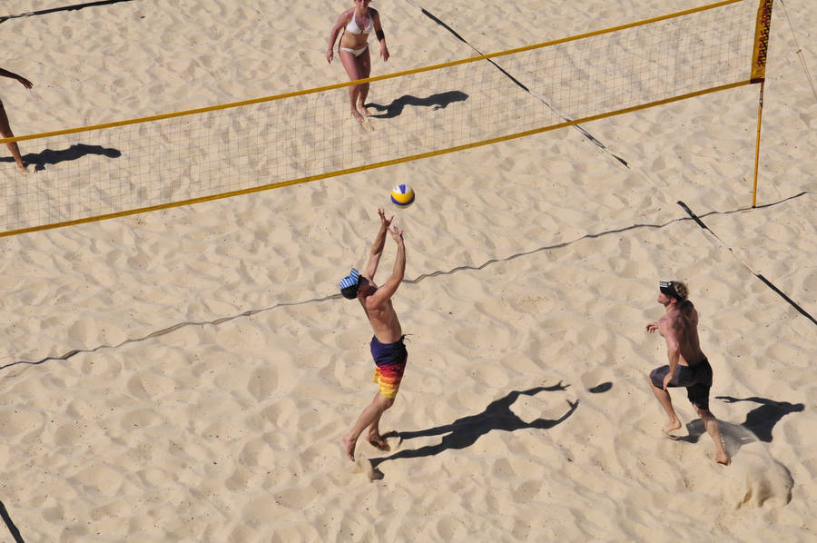 Volleyball Set Up To Teammate Wallpaper