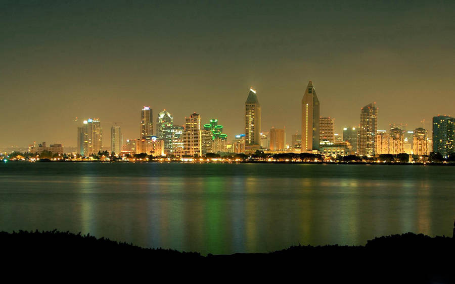 Wallpaper San - Diego, California, Usa, Skyscrapers, Night, Beach Wallpaper