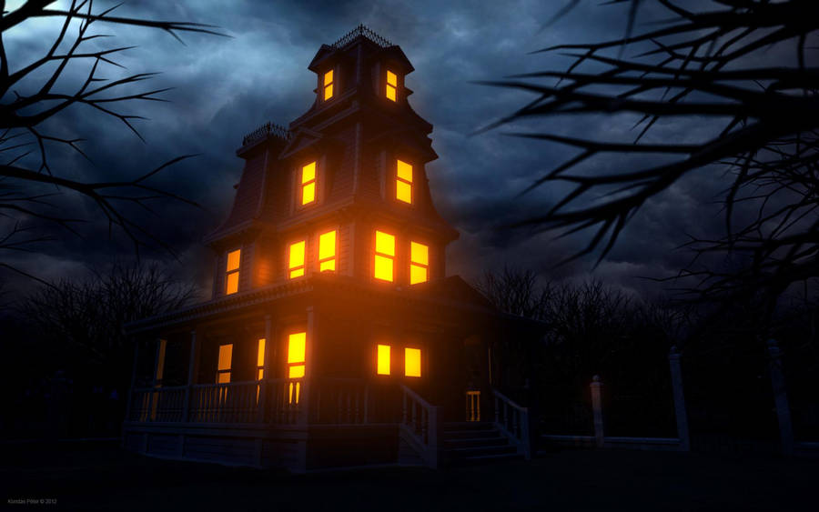 Welcome To The Dark And Mysterious Haunted House On Halloween Night. Wallpaper