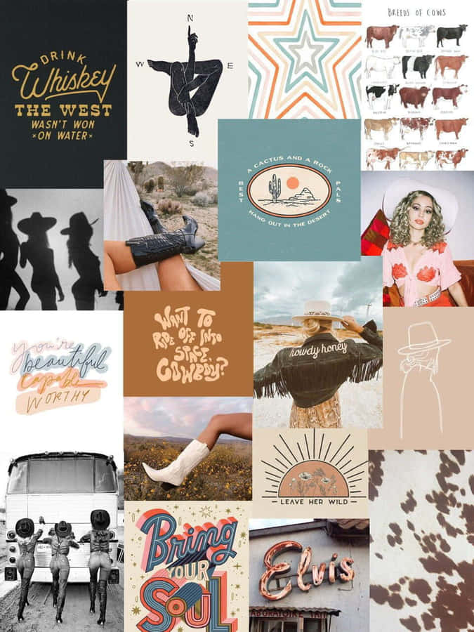 Western Inspired Collage Aesthetic Wallpaper