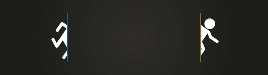 White Stick Figure Portal Multi Monitor Display Wallpaper