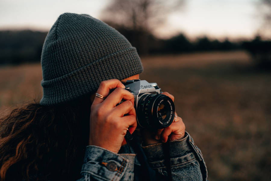 Dslr Camera in Nature Background . Stock Image - Image of yellow, vibe:  244223251