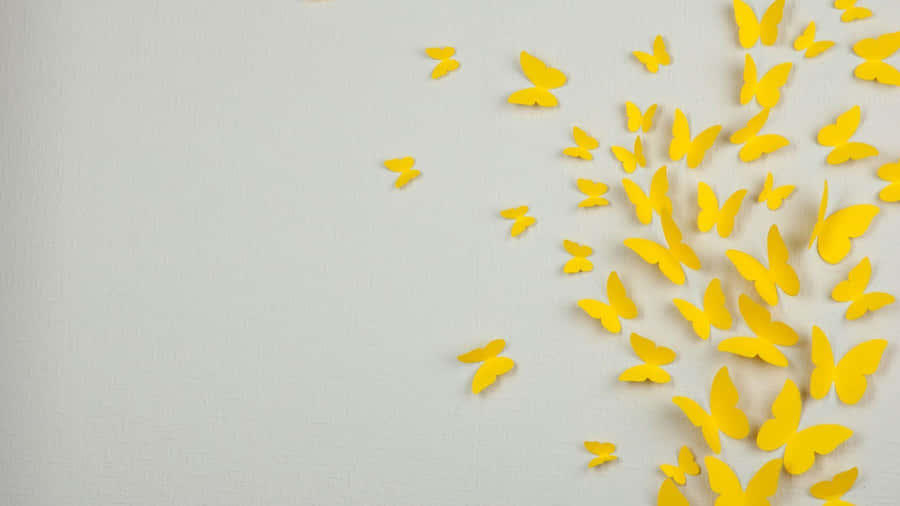Yellow Aesthetic Desktop Paper Butterflies Wallpaper