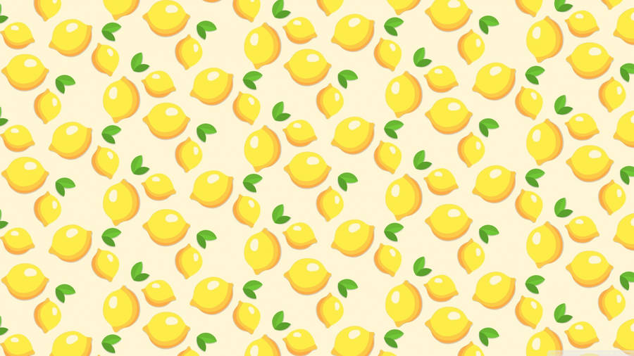 Yellow Aesthetic Lemon Art Pattern Wallpaper