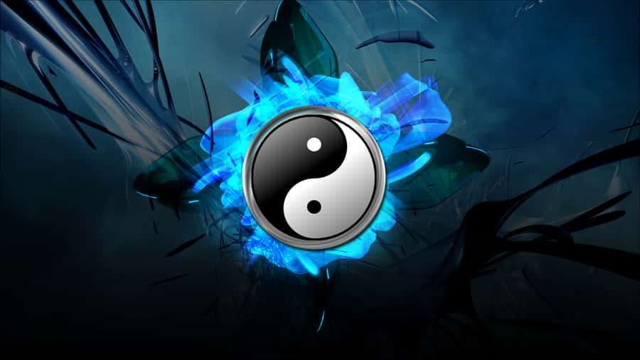 Download free Yin Yang 4k On Blue Flame Abstract Wallpaper ...