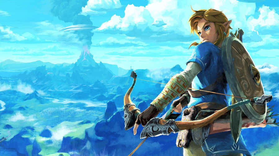 Zelda Botw Link Drawing His Bow Wallpaper