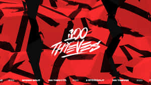 100 Thieves Logo On A Glowing Red And Black Pattern Wallpaper