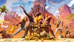 1080 Fortnite With Chest Of Gold Wallpaper