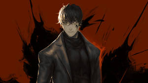 1080p Hd Handsome Anime Boy In Black Suit Wallpaper