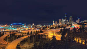 1920 X 1080 Night City Seattle Skyline Wallpaper