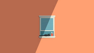 1920x1080 Hd Minimalist Cat Window Wallpaper