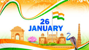 26 January India Republic Holiday With Historical Structures Wallpaper