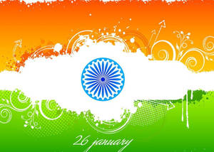 26 January Orange And Green India Flag Abstract Art Wallpaper