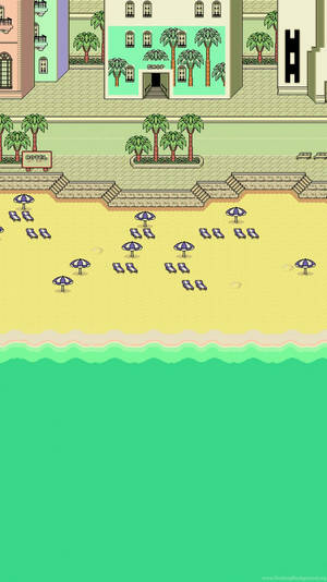 2d Beach Shore In Earthbound Wallpaper