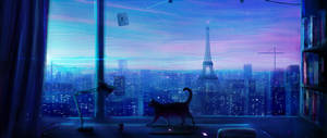 3440x1440 City Of Paris View Wallpaper