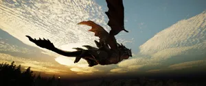 3440x1440 Dragon Sunset Wallpaper