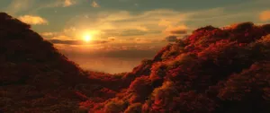 3440x1440 Fall Season Mountain With Sunset Wallpaper