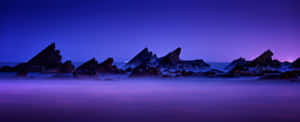 3440x1440 Hd Rocky Purple Coast Wallpaper