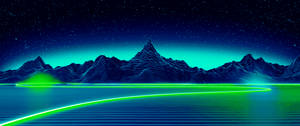 3440x1440 Minimalist Neon Green Field Wallpaper