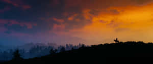 3440x1440 Witcher Geralt On Sunset Hill Wallpaper