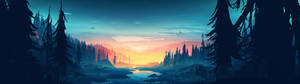 3840x1080 4k Sunrise In Forest Wallpaper
