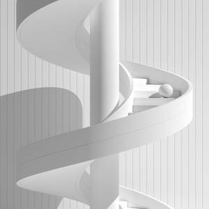 3d 4k White Staircase With Ball Wallpaper