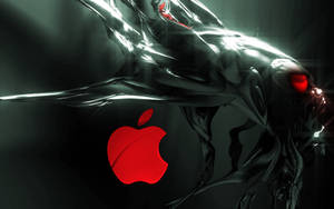 3d Apple Iphone Logo On Alien Wallpaper