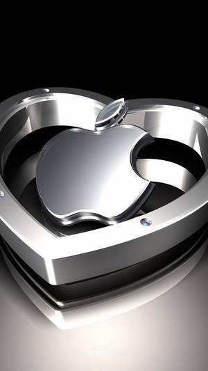 3d Apple Iphone Logo With Heart Wallpaper