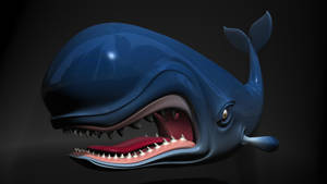 3d Cartoon Whale Baring Its Teeth Wallpaper