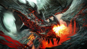 3d Deadly Volcano Dragon Wallpaper