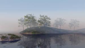 3d Desktop Lake And Misty Forest Wallpaper
