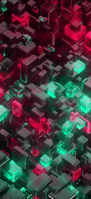3d Iphone Red And Green Cubes Wallpaper
