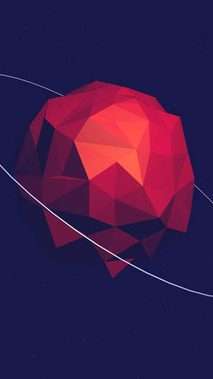 3d Iphone Red Geometric Planet Wallpaper